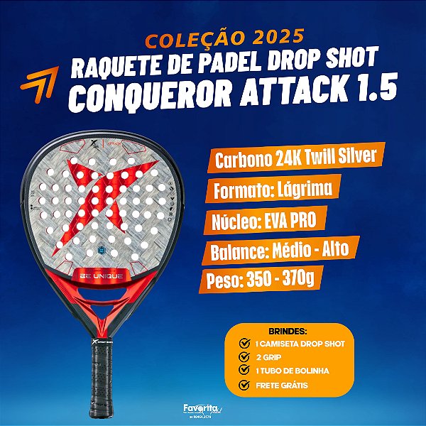 Raquete de Padel DROP SHOT CONQUEROR ATTACK 1.5