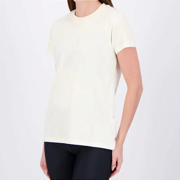 Camiseta Fila Regular Basic Outline – Feminina Creme Claro