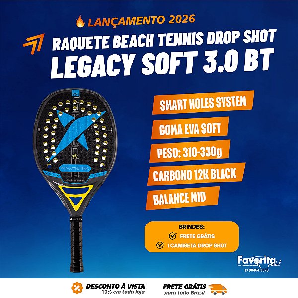 Raquete de Beach Tennis Drop Shot LEGACY SOFT 3.0 BT 2026