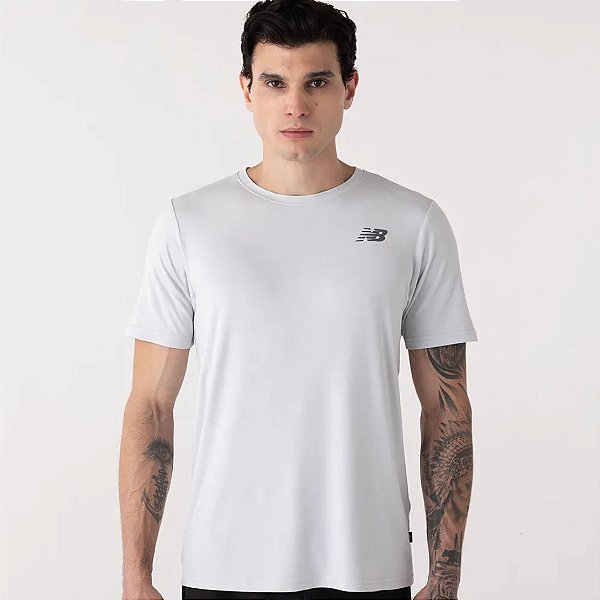 Camiseta New Balance Active Logo – Masculina Cinza Perola