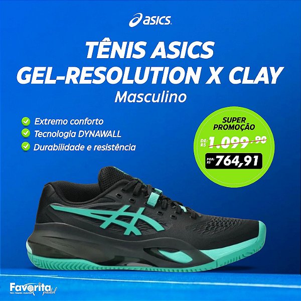 Tênis ASICS Gel-Resolution X Clay - Masculino - Preto/Verde