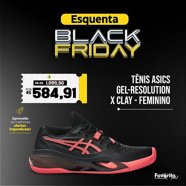 Tênis ASICS Gel-Resolution X CLAY - Feminino Preto/Rosa