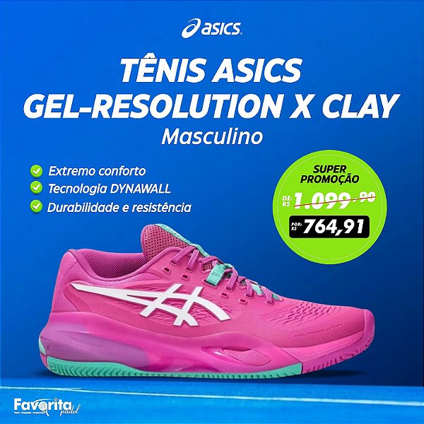 Tênis Asics Gel Resolution X Clay – Masculino Rosa e Verde