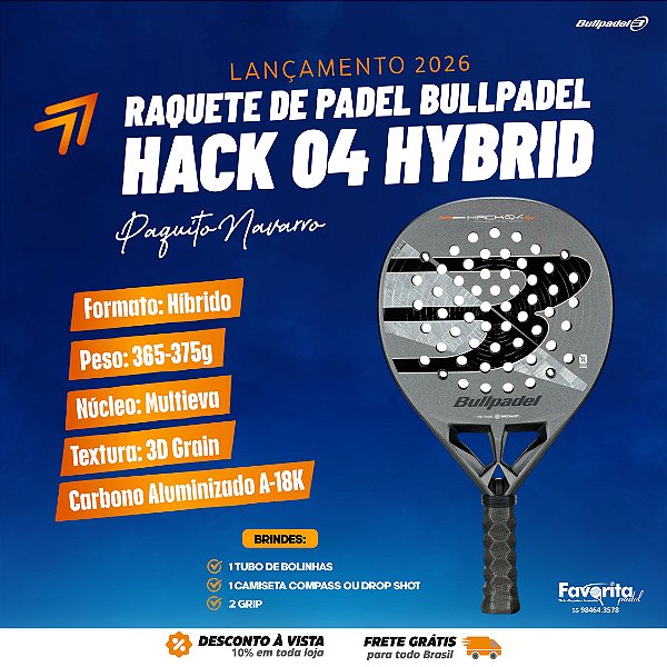 Raquete Padel Bullpadel Hack 04 Hybrid 2026 18k
