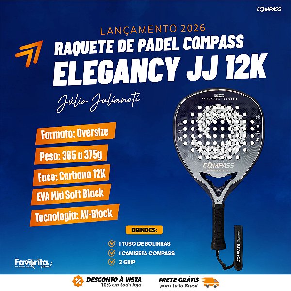 Raquete de Padel Elegancy JJ 12k 2026 - Júlio Julianoti