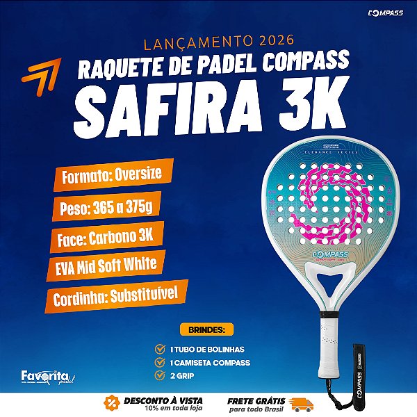 Raquete de Padel Safira 3k 2026