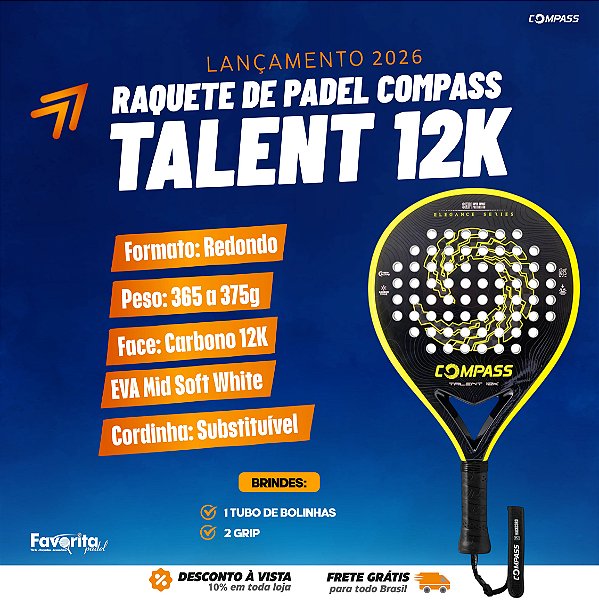 Raquete de Padel Talent 12k 2026