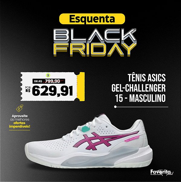 Tênis ASICS Gel-Challenger 15 - Masculino - Branco/Rosa