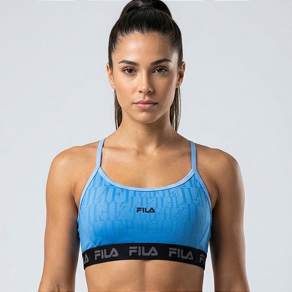 Top Fila Train Elastic Vi Feminino Azul hortênsia Estampado