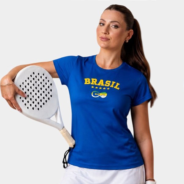 Camiseta Go Padel Go Brasil Feminina Azul