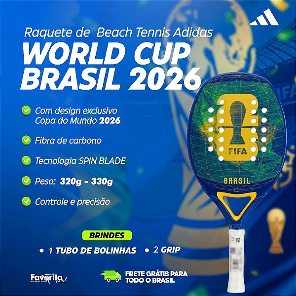 Raquete de Beach Tennis Adidas World Cup Brasil 2026