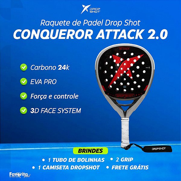 Raquete de Padel DROP SHOT CONQUEROR ATTACK 2.0