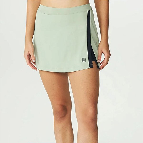 Short Saia Fila Slit Match Feminino Verde Chino/Preto