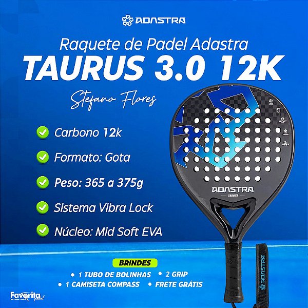 Raquete Padel Adastra Taurus 3.0 12k - Stefano Flores