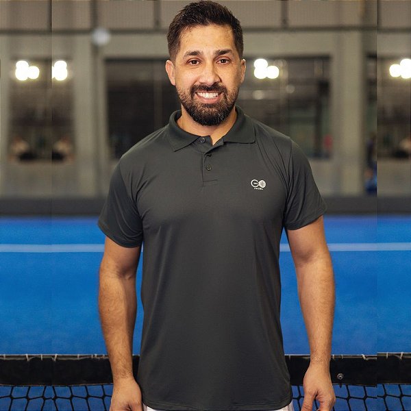 Camiseta Polo Performace Go Padel Masculina Cinza
