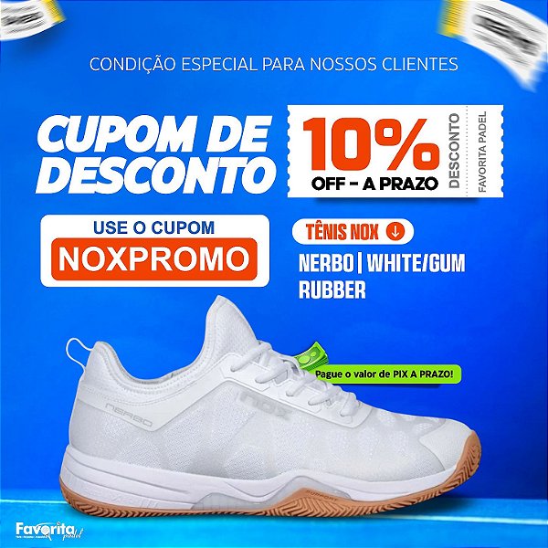 Tênis de Padel NERBO | NOX White/Gum Rubber