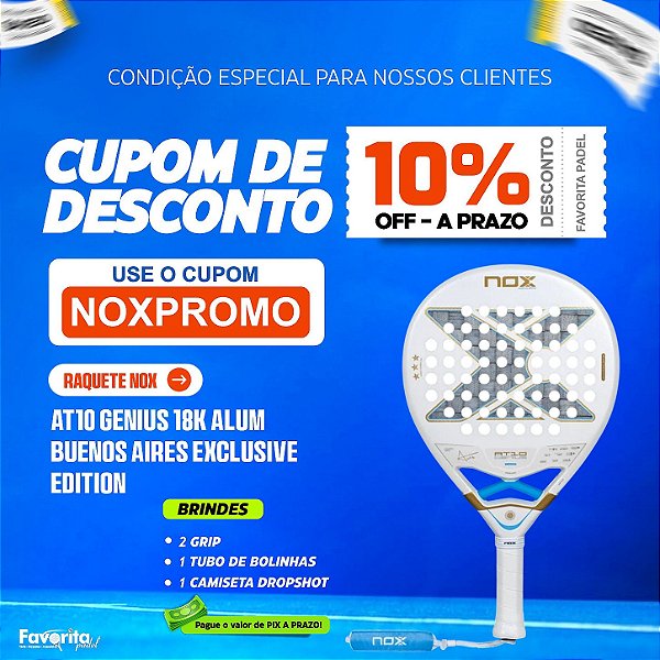 Raquete de Padel Nox AT10 Genius 18K Alum Buenos Aires Exclusive Edition