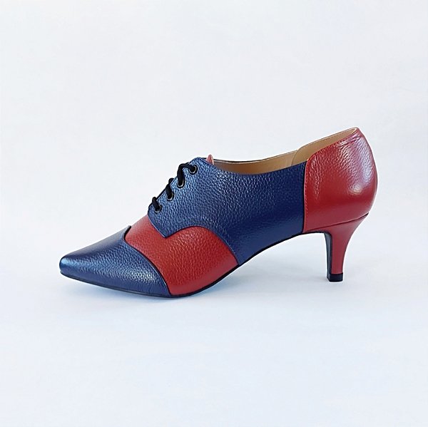 OXFORD SALTO BAIXO FINO COURO AZUL MARINHO VINHO CONFORTAVEL