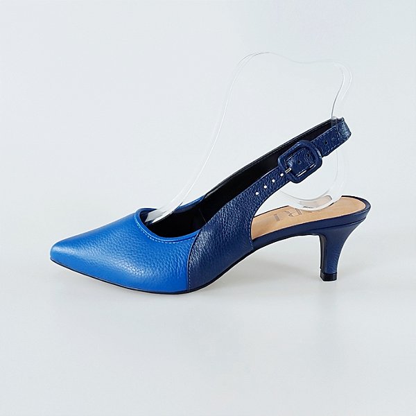 SCARPIN SALTO BAIXO FINO COURO AZUL MARINHO BIC CONFORTAVEL