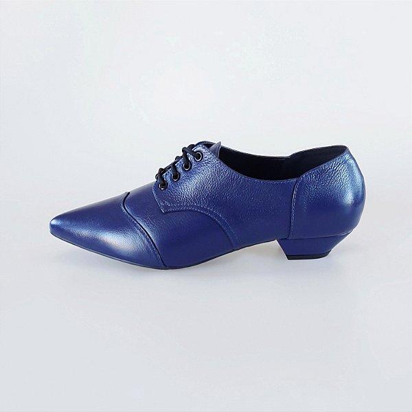 OXFORD SALTO BAIXO FINO COURO AZUL MARINHO CONFORTAVEL