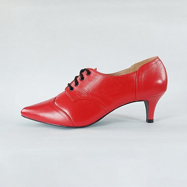 OXFORD SALTO BAIXO FINO COURO VERMELHO CAMPARI CONFORTAVEL