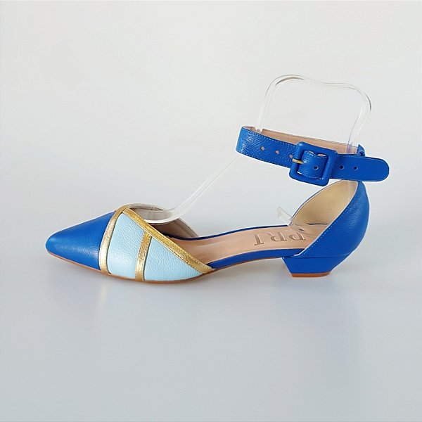SCARPIN SALTO BAIXO FINO COURO AZUL BIC BEBE CONFORTAVEL