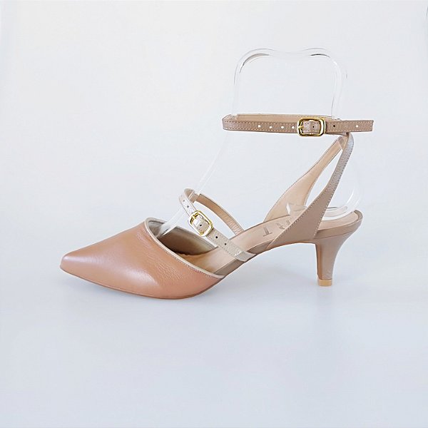 SCARPIN SALTO BAIXO FINO COURO NUDE MEDIO CLARO ESCURO CONFORTAVEL