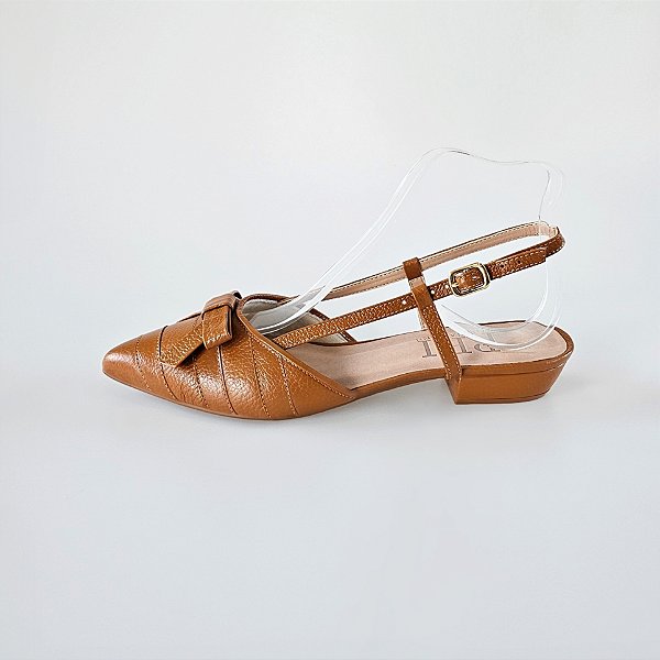 SCARPIN SALTO  BLOCO COURO CARAMELO CONFORTAVEL