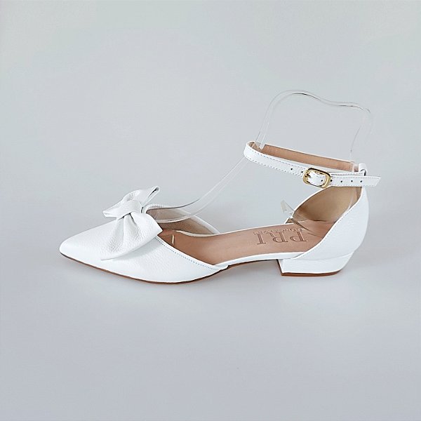 SCARPIN SALTO BLOCO COURO BRANCO CONFORTAVEL