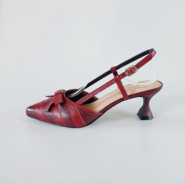 SCARPIN SALTO TACA COURO MARSALA VINHO CONFORTAVEL