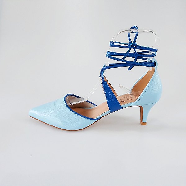 SCARPIN SALTO FINO COURO AZUL BEBE BIC CONFORTAVEL