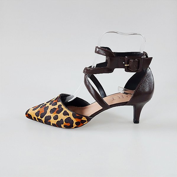 SCARPIN SALTO FINO COURO ONCA CAFE CONFORTAVEL
