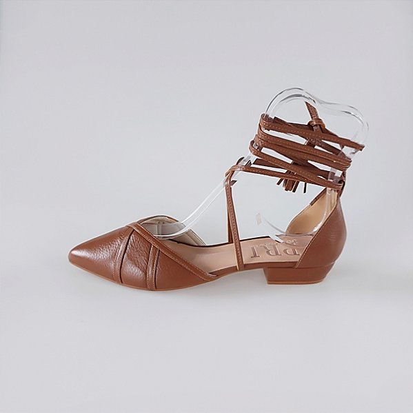 SCARPIN SALTO BLOCO COURO MARROM CONFORTAVEL