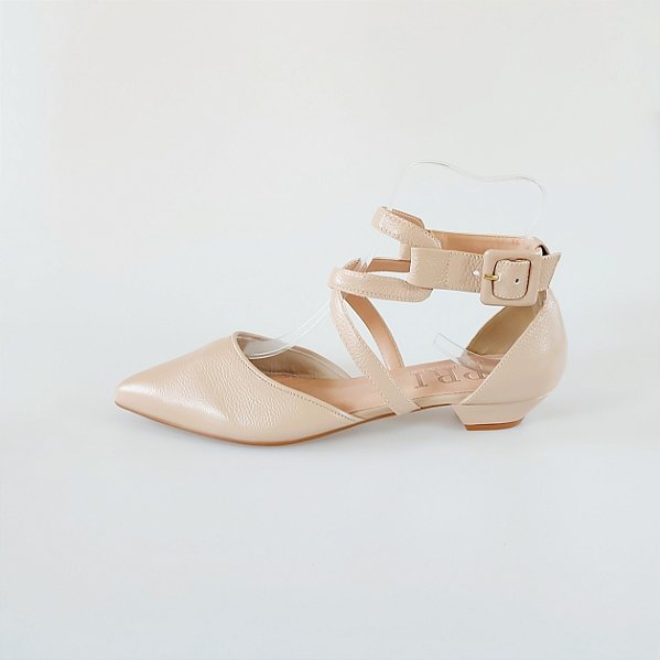 SCARPIN SALTO FINO COURO NUDE CLARO CONFORTAVEL