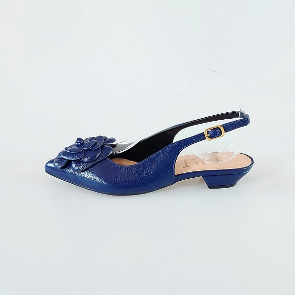 SCARPIN SALTO FINO COURO AZUL MARINHO CONFORTAVEL