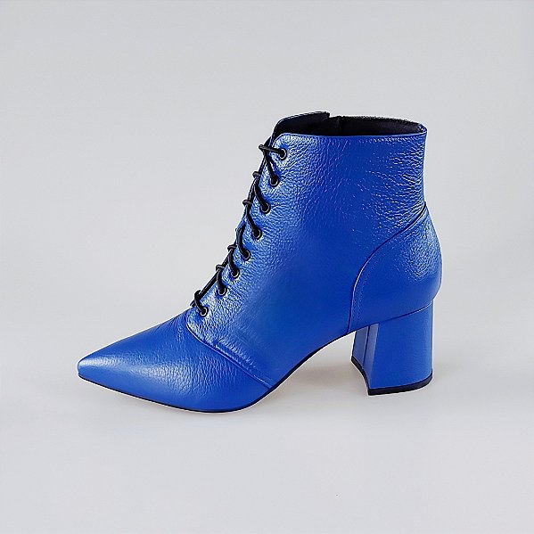 BOTA SALTO BLOCO COURO AZUL BIC CONFORTAVEL