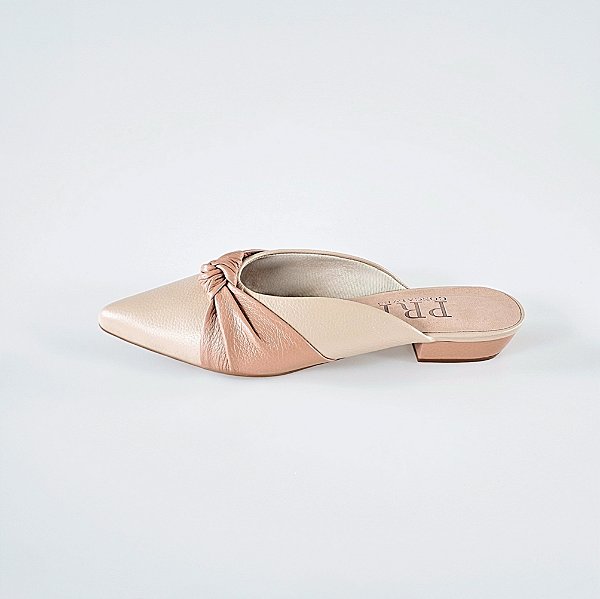 MULE SALTO BLOCO COURO NUDE CLARO MEDIO CONFORTAVEL