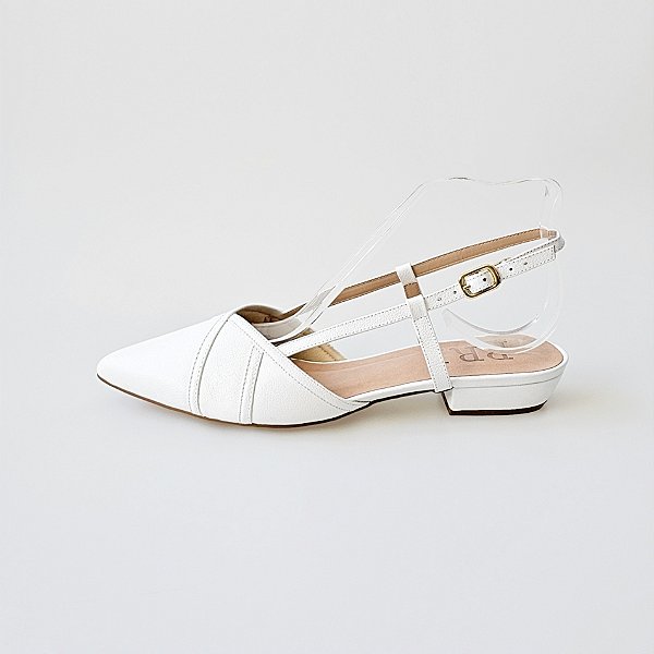 SCARPIN SALTO BLOCO COURO BRANCO CONFORTAVEL