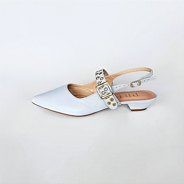 SCARPIN SALTO FINO COURO AZUL BEBE CONFORTAVEL