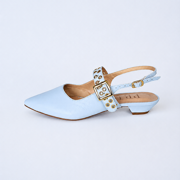 SCARPIN SALTO FINO COURO AZUL BEBE CONFORTAVEL