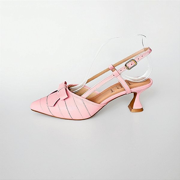 SCARPIN SALTO TACA COURO ROSA BEBE CONFORTAVEL