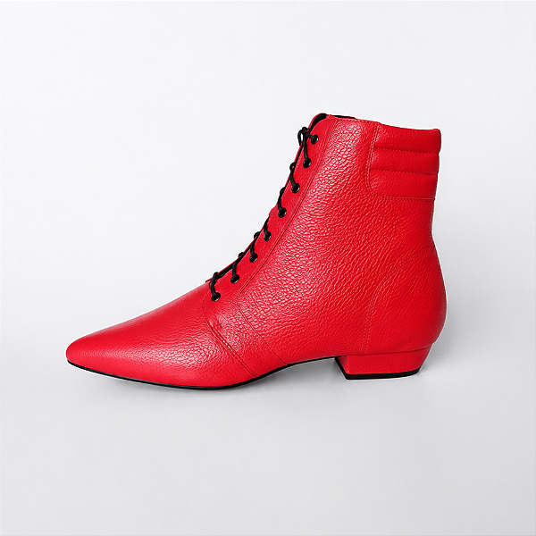 BOTA SALTO BLOCO COURO VERMELHO CAMPARI CONFORTAVEL