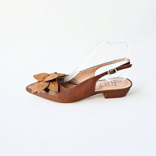 SCARPIN SALTO BLOCO COURO MARROM CARAMELO CONFORTAVEL