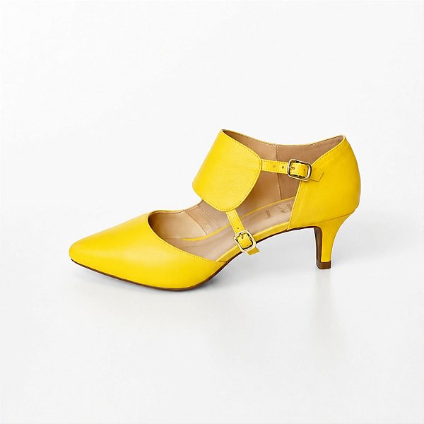 SCARPIN SALTO FINO AMARELO CONFORTAVEL
