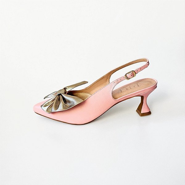SCARPIN SALTO TACA ROSA BEBE PRATA VELHA CONFORTAVEL