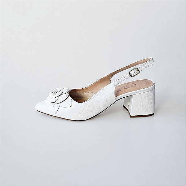 SCARPIN SALTO BLOCO BRANCO CONFORTAVEL