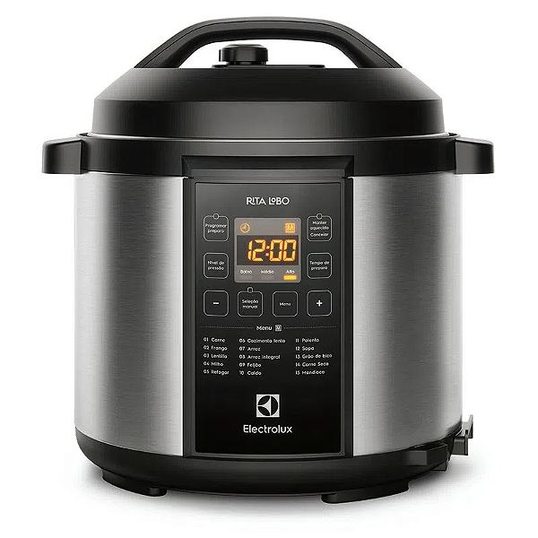 Panela de Pressão Elétrica Electrolux por Rita Lobo 6L Preta  15 receitas pré-selecionadasExperience Digital (PCC20) - 220v