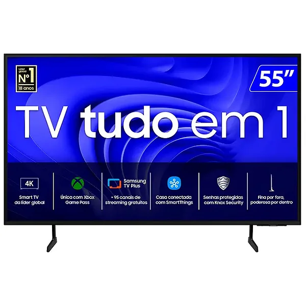 Smart TV 55” 4K Samsung 55DU7700 LED, Processador Crystal, Gaming Hub, AI Energy Mode, Alexa built in, Wi-Fi, Bluetooth, USB e HDMI - BIVOLT