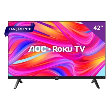 Smart TV 42" AOC Full HD DLED 42S5045/78G com Processador Quad Core, Sistema Operacional Roku, HDMI e USB