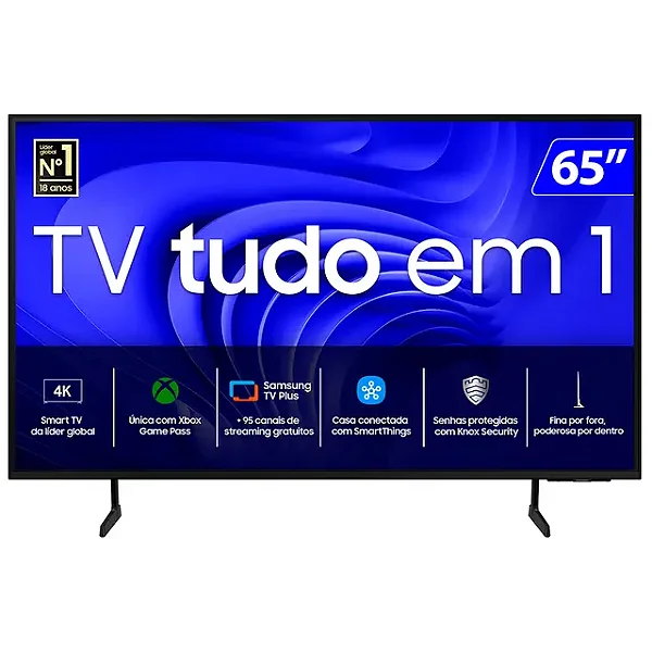 Smart TV 65” LED 4K Samsung 65DU7700 com Processador Crystal 4K, Gaming Hub, AI Energy Mode, Alexa built-in, Bluetooth, USB e HDMI